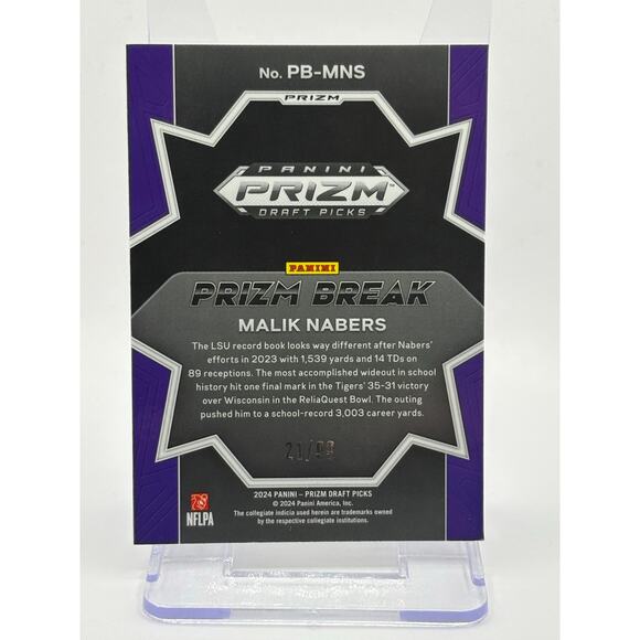 2024 Panini Prizm Draft Picks Malik Nabers Rookie Prizm Break Blue Ice 21/99 SP - Picture 2 of 2